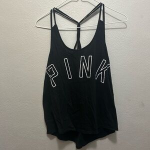 PINK Victoria's Secret Black Graphic Tank Top